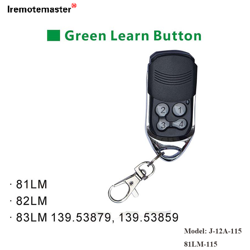 Pou 81LM 82LM 83LM Green Aprann Bouton Garaj Pòt Remote Ouvri 390MHz